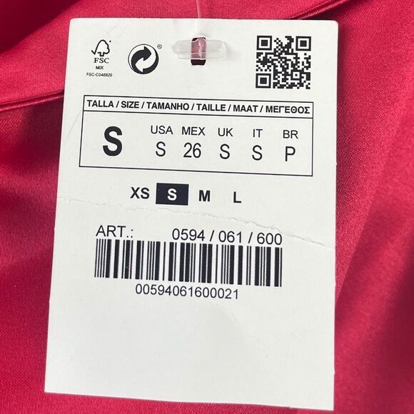 Zara Basic NWT Red Fit & Flare Pleated Dress Sz S - Picture 3 of 8